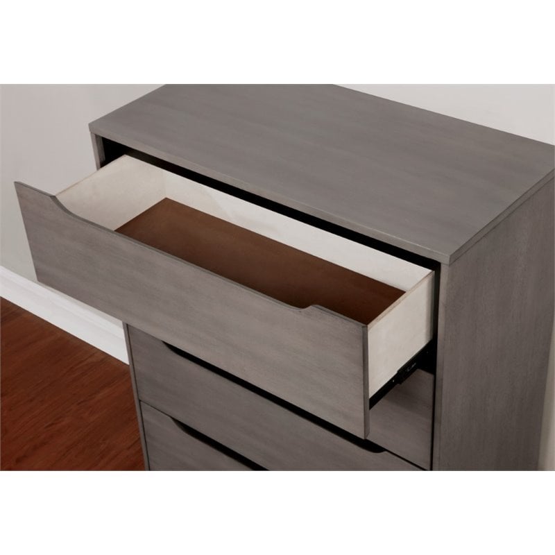 Bowery Hill 4-Drawer Mid-Century Solid Wood/Wood Veneer/MDF Chest in Gray