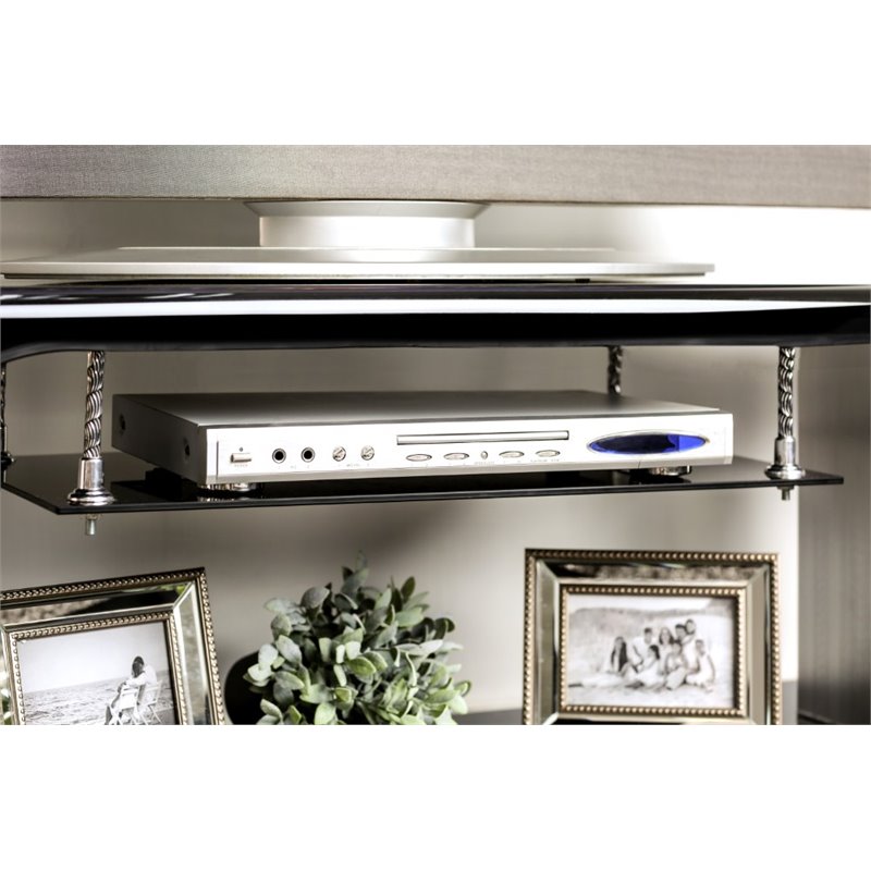 Bowery Hill Contemporary Metal 60-inch TV Console in Black Finish