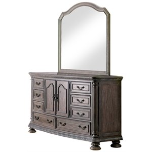 Bowery Hill 2-Piece 8-Drawer Traditional Wood Dresser and Mirror in Natural