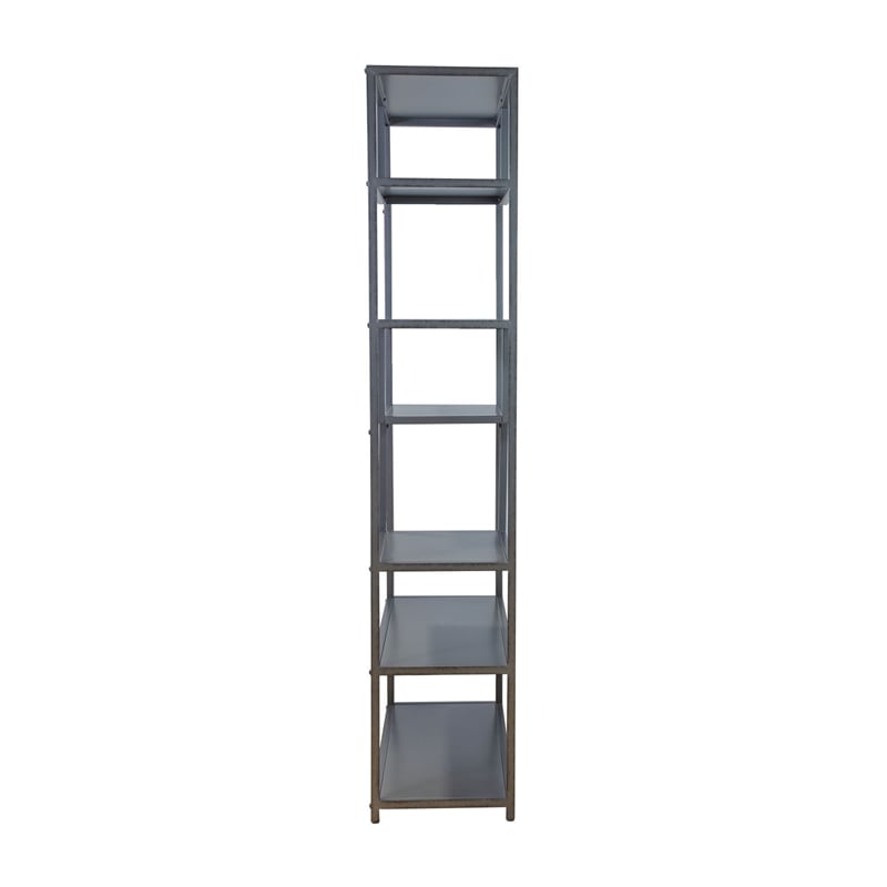 Bowery Hill Industrial Metal 6-Shelf Bookcase in Powder Coated Gray