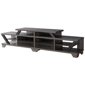Bowery Hill Transitional Wood TV Stand for TVs up to 82&quot in Distressed Gray