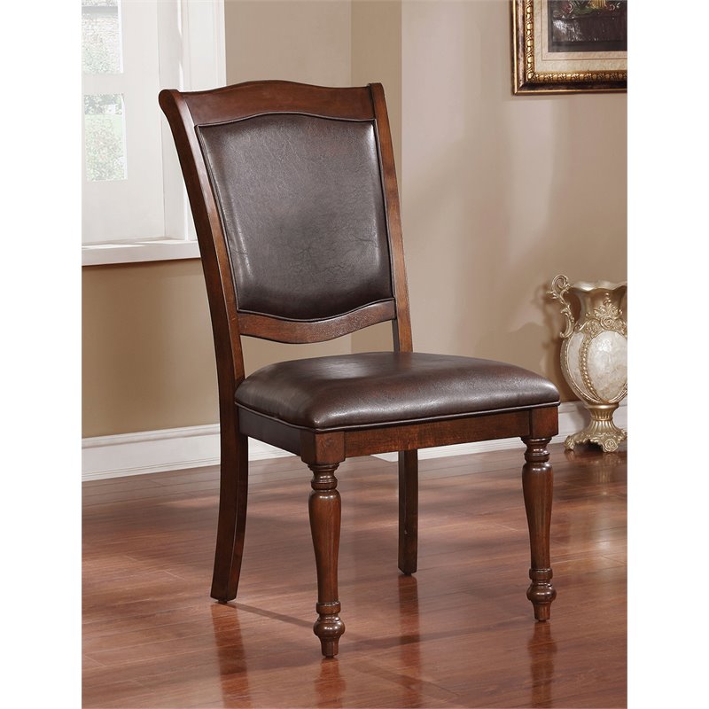 Bowery Hill Wood Dining Side Chair in Brown Cherry (Set of 2)