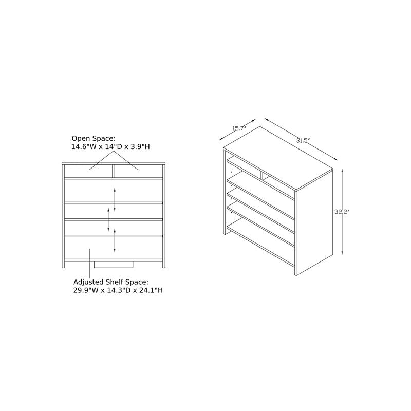 Bowery Hill Modern Wood 5-Tier Shoe Rack in White and Brown Finish