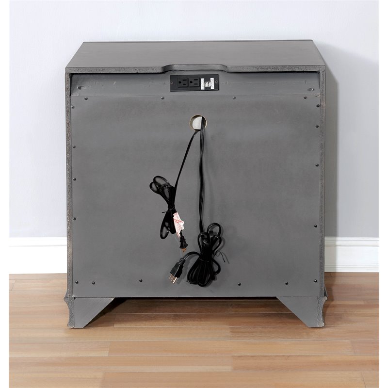 Bowery Hill 3-Drawer Transitional Solid Wood Nightstand in Gray