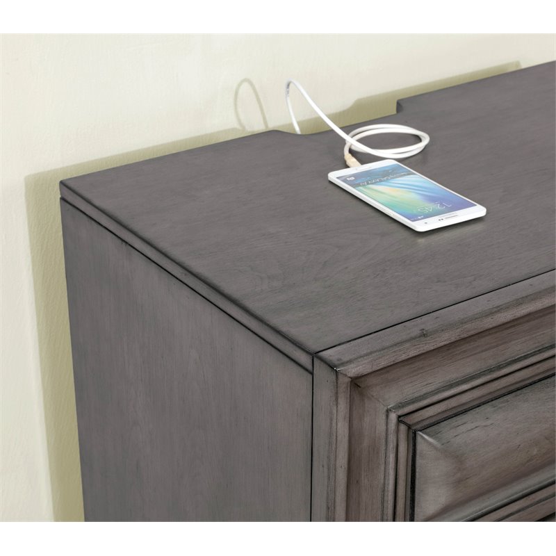 Bowery Hill 3-Drawer Transitional Solid Wood Nightstand in Gray