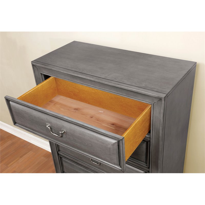 Bowery Hill 3-Drawer Transitional Solid Wood Nightstand in Gray