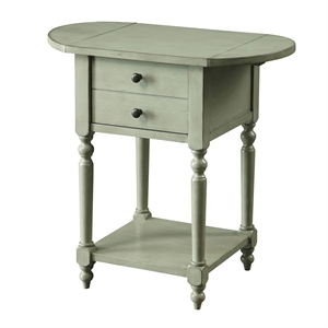 bowery hill wood drop-leaf side table in antique gray finish