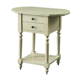 bowery hill wood drop-leaf side table in antique white finish
