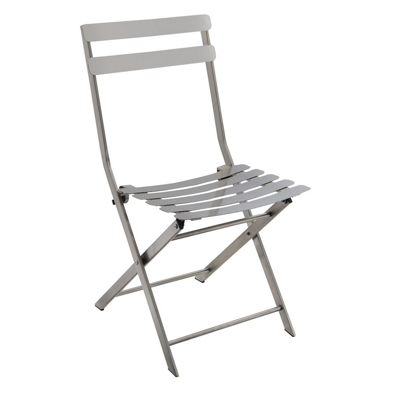 Bowery Hill Metal Folding Side Chair in Gun Metal (Set of 2)