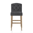 Bowery Hill Rustic Fabric Bar Stool in Dark Gray Finish (Set of 2)