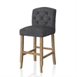 Bowery Hill Rustic Fabric Bar Stool in Dark Gray Finish (Set of 2)