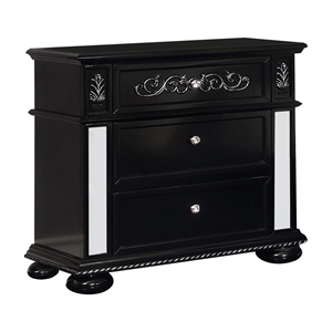 bowery hill traditional wood 3-drawer nightstand in black finish