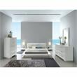 Bowery Hill Contemporary Wood King Panel Bed with Faux Leather in White