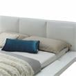Bowery Hill Contemporary Wood King Panel Bed with Faux Leather in White