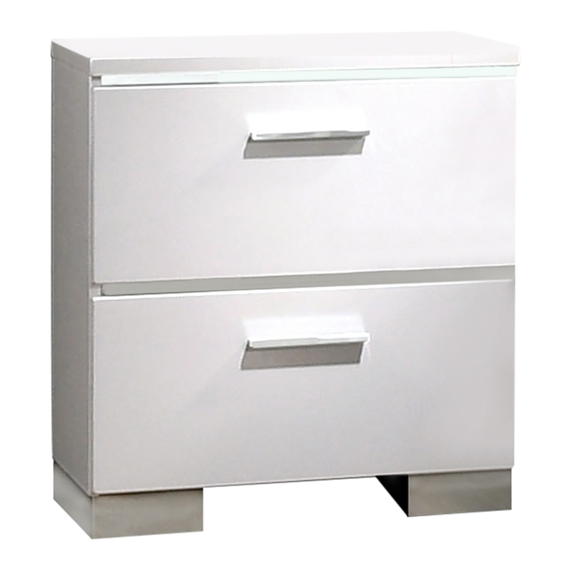 Bowery Hill 2-Drawer Modern Wood Nightstand with USB Outlet in White