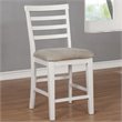 Bowery Hill Rustic Fabric Padded Pub Chair in White (Set of 2)