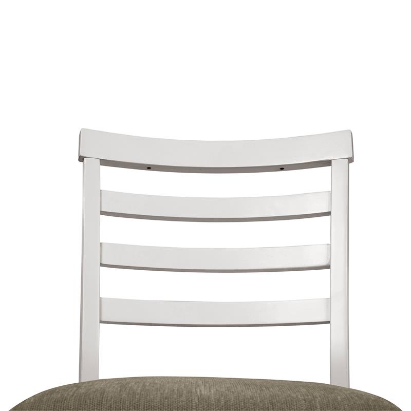 Bowery Hill Rustic Fabric Padded Pub Chair in White (Set of 2)