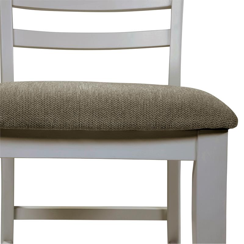 Bowery Hill Rustic Fabric Padded Pub Chair in White (Set of 2)