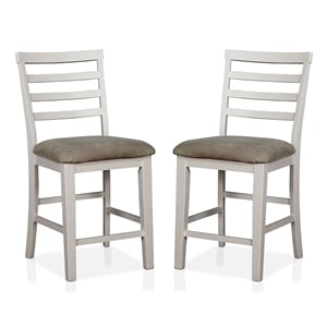 Bowery Hill Rustic Fabric Padded Pub Chair in White (Set of 2)