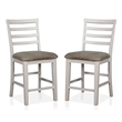 Bowery Hill Rustic Fabric Padded Pub Chair in White (Set of 2)