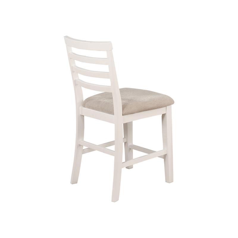 Bowery Hill Rustic Fabric Padded Pub Chair in White (Set of 2)