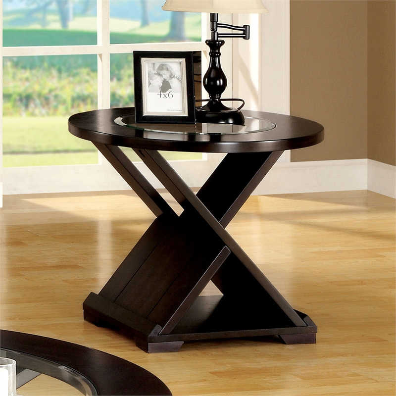 Bowery Hill Contemporary 3-Piece Glass Coffee Table Set in Espresso