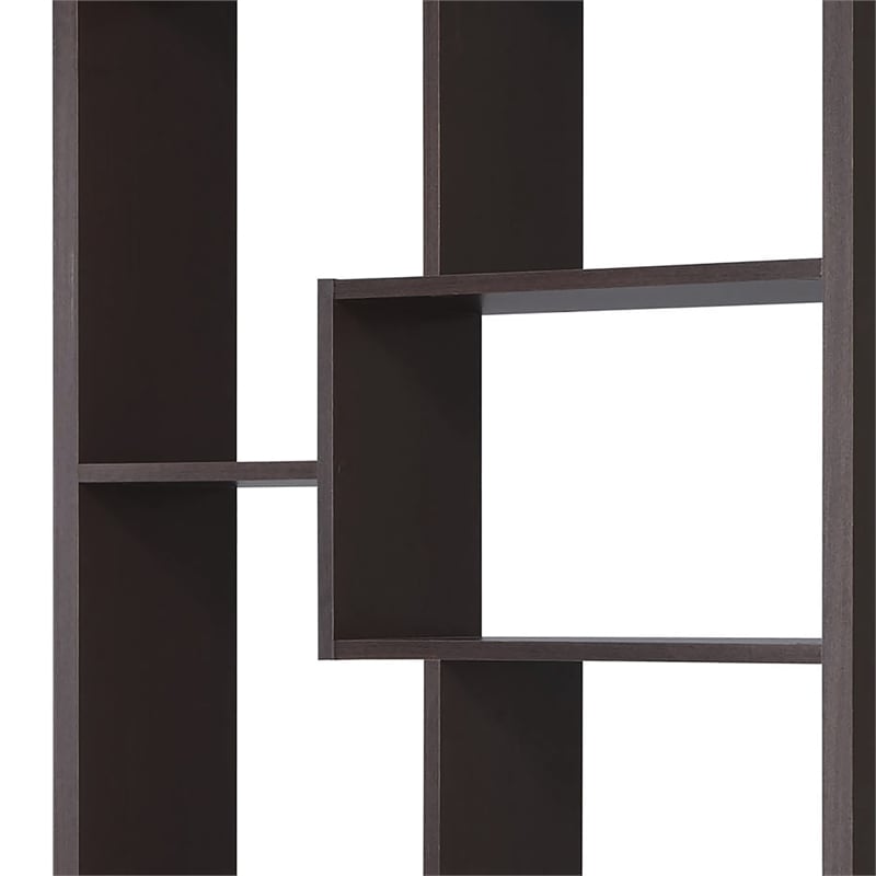 Bowery Hill 10-Shelf Contemporary MDF/Wood Veneer Bookcase in Walnut