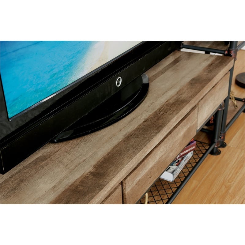 Bowery Hill Metal 4-Piece Entertainment Center in Black Finish