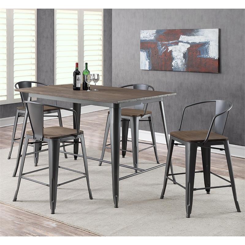 Bowery Hill Metal Counter Stool in Dark Bronze Finish (Set of 2)
