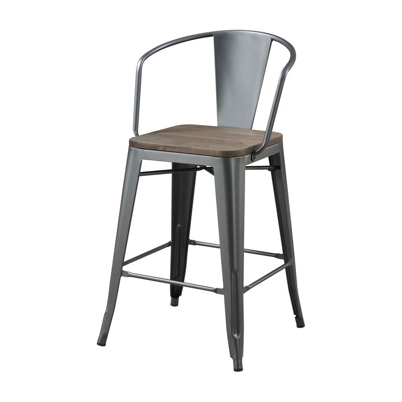 Bowery Hill Metal Counter Stool in Dark Bronze Finish (Set of 2)