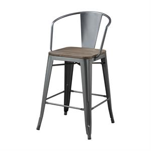 bowery hill metal counter stool in dark bronze finish (set of 2)
