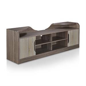 Bowery Hill Rustic Wood 72-Inch TV Stand in Chestnut Brown Finish