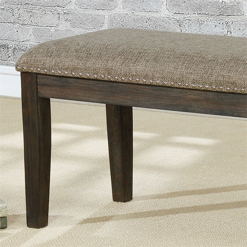 Bowery Hill Transitional Wood Padded Dinning Bench in Espresso