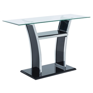 bowery hill contemporary glass top sofa table in glossy black