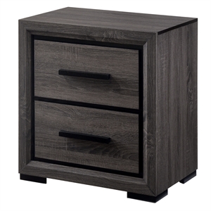 bowery hill contemporary wood 2-drawer nightstand in gray finish