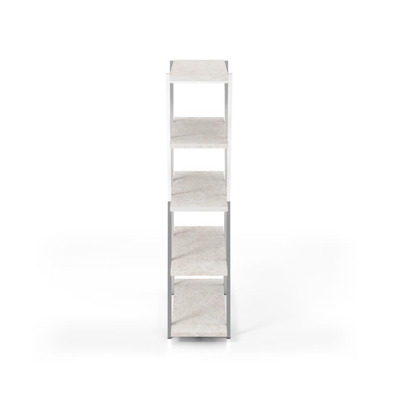 Bowery Hill Contemporary Metal 4-Shelf Bookcase in Chrome Finish