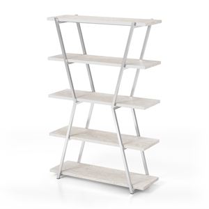 bowery hill contemporary metal 4-shelf bookcase in chrome finish