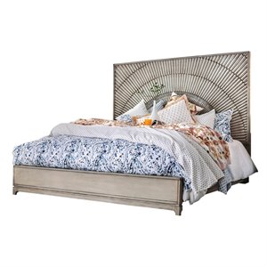 bowery hill solid wood king panel bed in antique gray finish