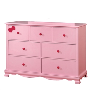 bowery hill transitional solid wood 7-drawer dresser in pink