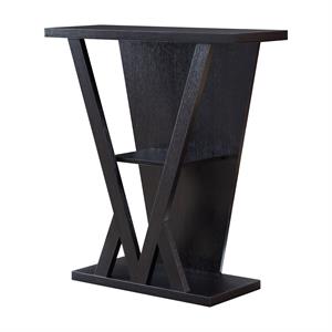 bowery hill contemporary wood 3-shelf console table in espresso finish