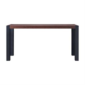 Bowery Hill Wood Rectangle Dining Table in Walnut and Black Finish