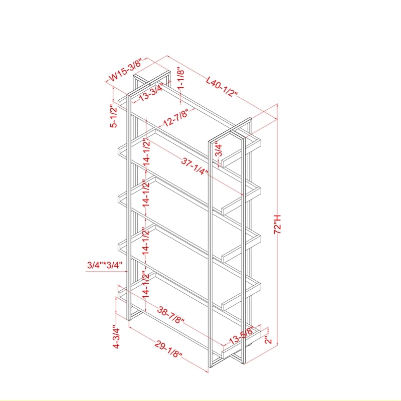 Bowery Hill Contemporary Wood 5-Tier Bookcase in Antique White