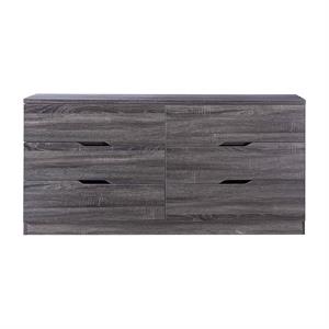 bowery hill contemporary wood 6-drawer dresser in distressed gray