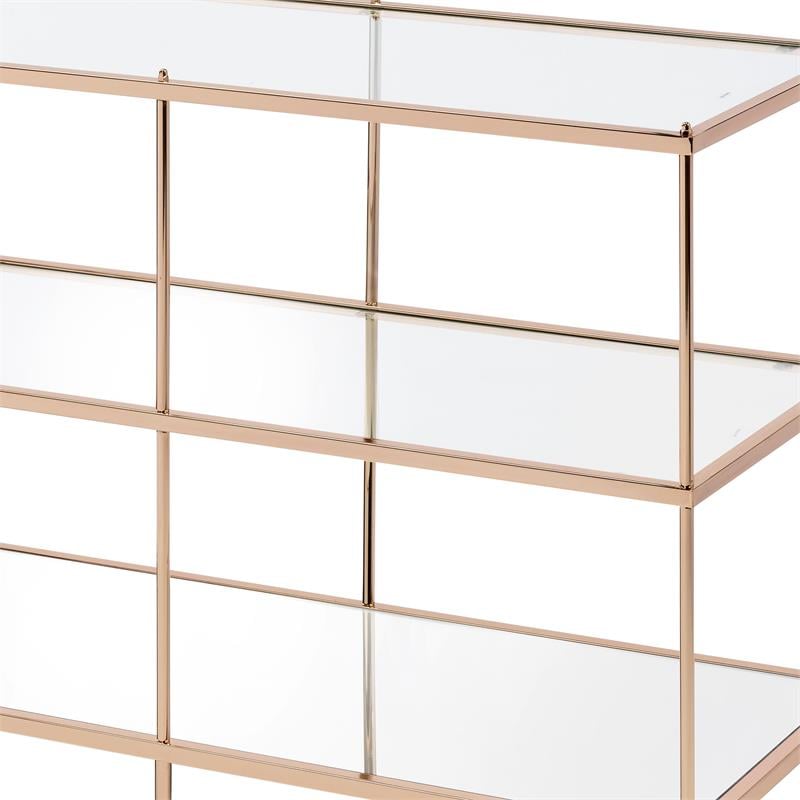Bowery Hill Contemporary Metal 2-Shelf Console Table in Champagne Finish