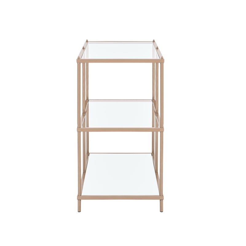 Bowery Hill Contemporary Metal 2-Shelf Console Table in Champagne Finish