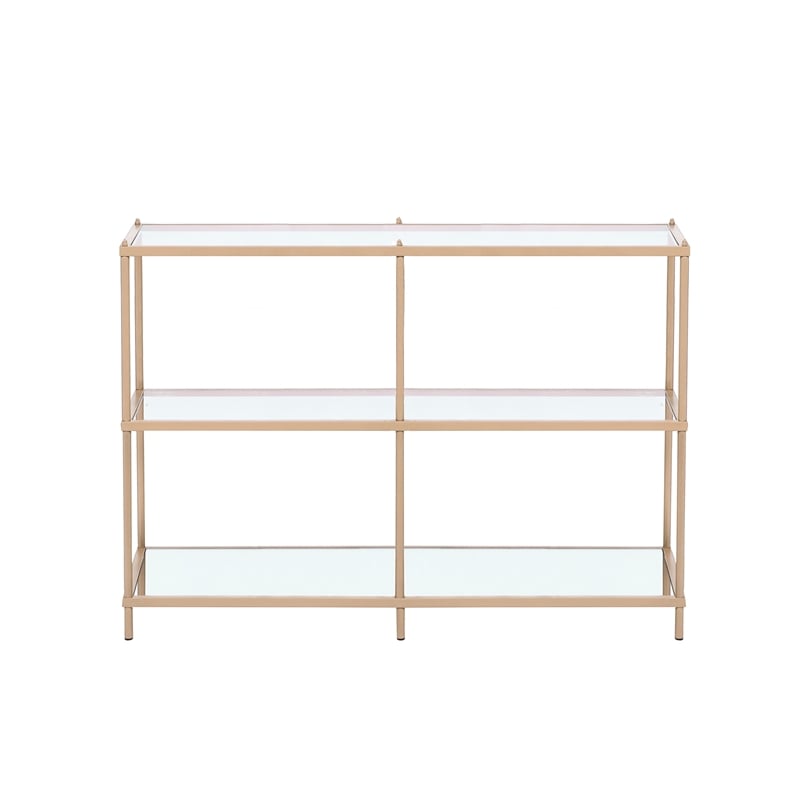 Bowery Hill Contemporary Metal 2-Shelf Console Table in Champagne Finish