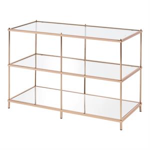 bowery hill contemporary metal 2-shelf console table in champagne finish