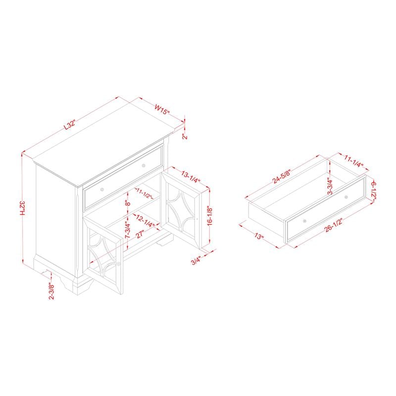 Bowery Hill Wood 1-Drawer Hallway Cabinet in Antique White Finish