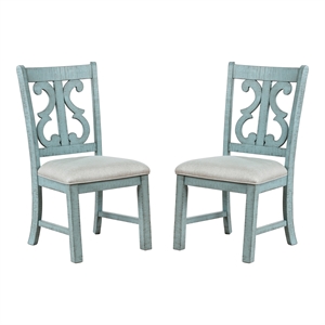bowery hill wood dining chair in antique light blue (set of 2)