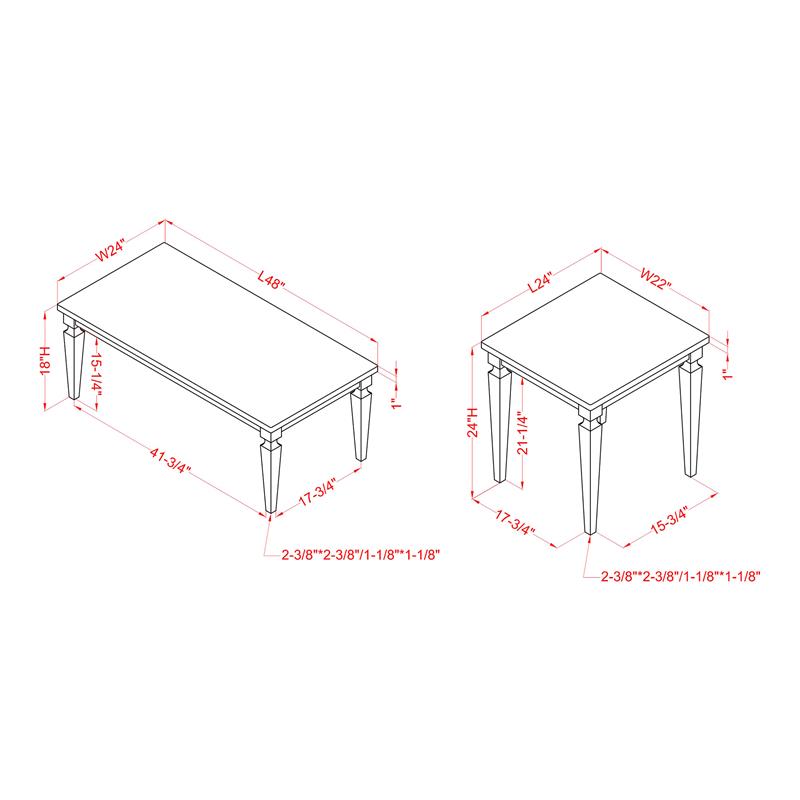Bowery Hill Wood 3-Piece Coffee Table Set in Antique White Finish